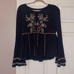 American Eagle Floral Bell Sleeve Top